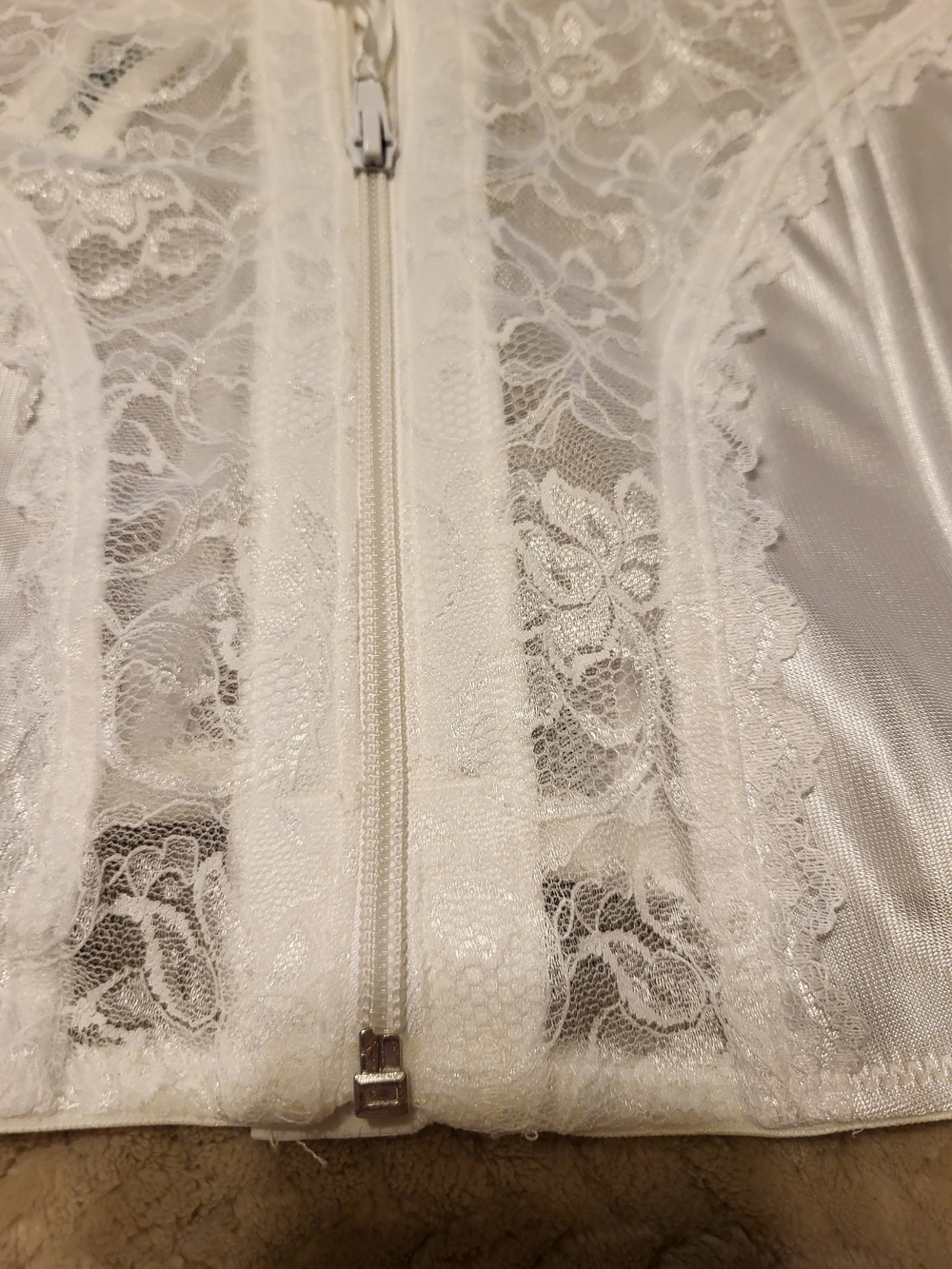 WHITE Lace Bustier with Front Zipper - Women's Intimates - Picture 3 of 6